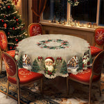 Weihnachtlicher Tischläufer mit Rentieren und Schneemännern – Robuste Polyester-Tischdecke