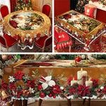 Weihnachtlicher Tischläufer mit Rentieren und Schneemännern – Robuste Polyester-Tischdecke