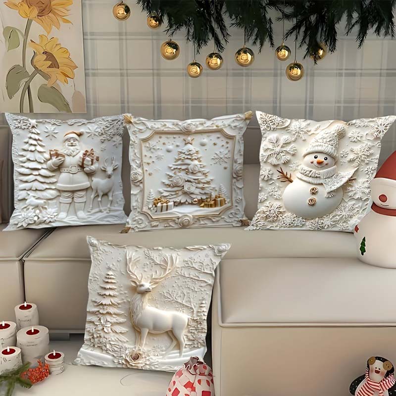 Festive 4-Piece Cushion Cover Set – Stylish Christmas Decoration for Your Home