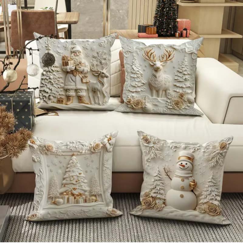 Festive 4-Piece Cushion Cover Set – Stylish Christmas Decoration for Your Home