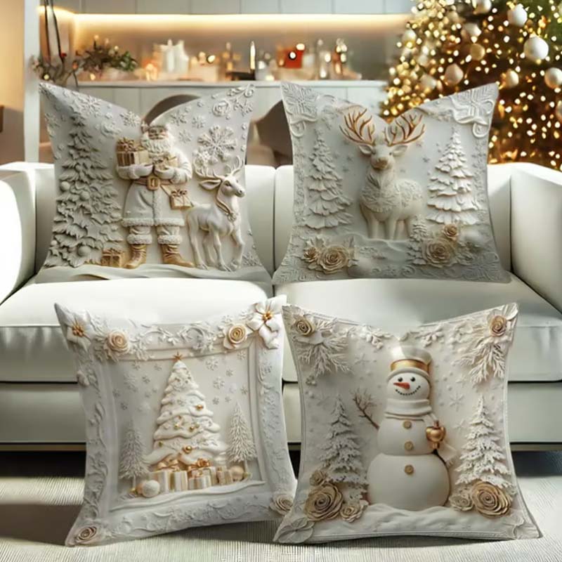 Festive 4-Piece Cushion Cover Set – Stylish Christmas Decoration for Your Home