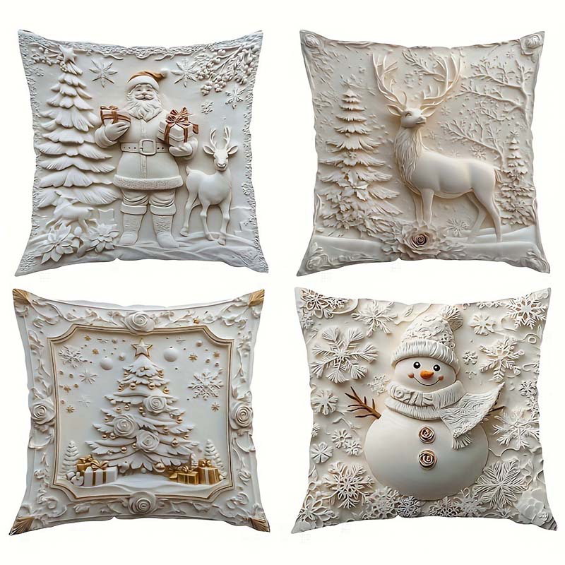 Festive 4-Piece Cushion Cover Set – Stylish Christmas Decoration for Your Home