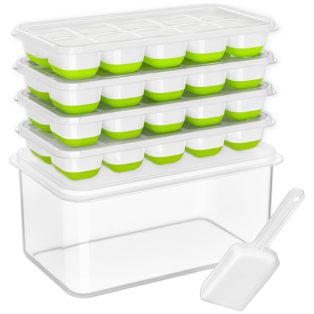 Stackable Silicone Ice Cube Molds for Unisex Use with Storage Container