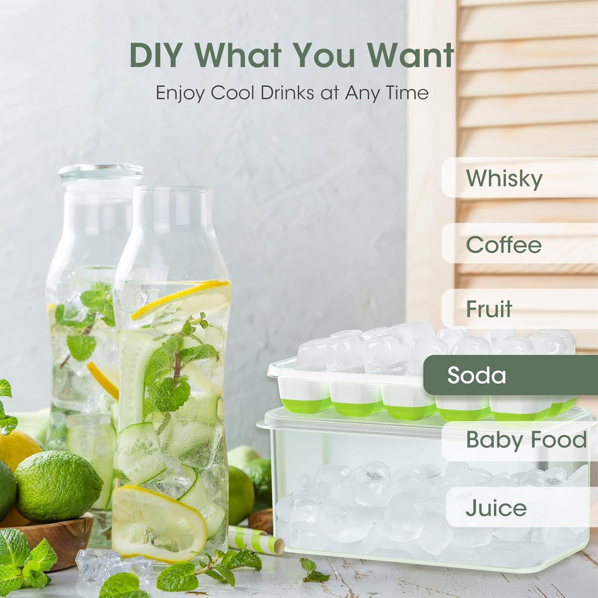Stackable Silicone Ice Cube Molds for Unisex Use with Storage Container