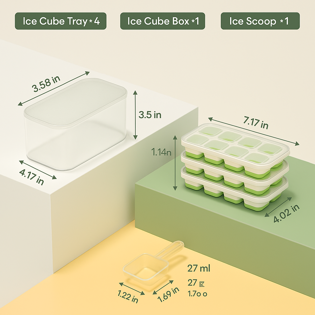 Stackable Silicone Ice Cube Molds for Unisex Use with Storage Container