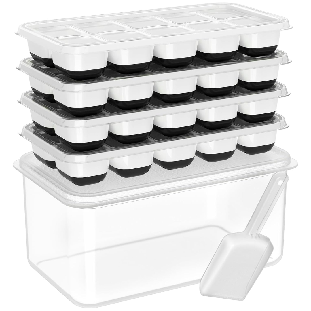 Stackable Silicone Ice Cube Molds for Unisex Use with Storage Container
