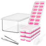 Stackable Silicone Ice Cube Molds for Unisex Use with Storage Container