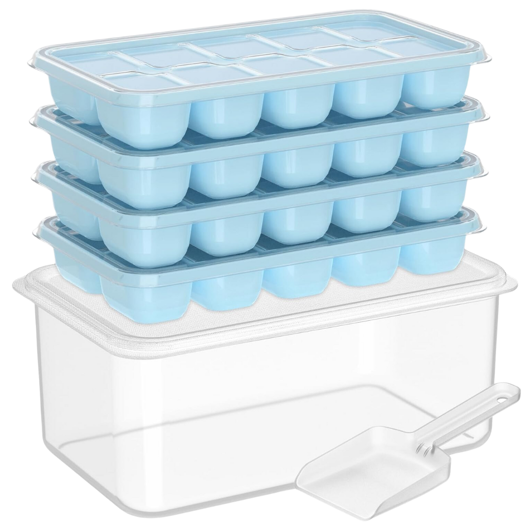 Stackable Silicone Ice Cube Molds for Unisex Use with Storage Container