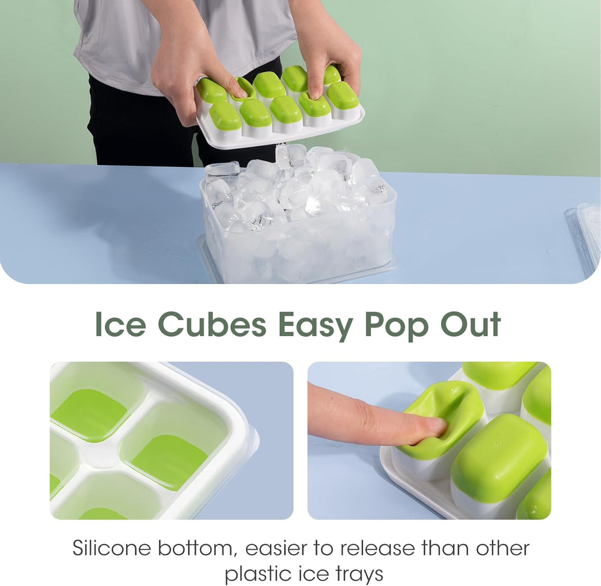 Stackable Silicone Ice Cube Molds for Unisex Use with Storage Container