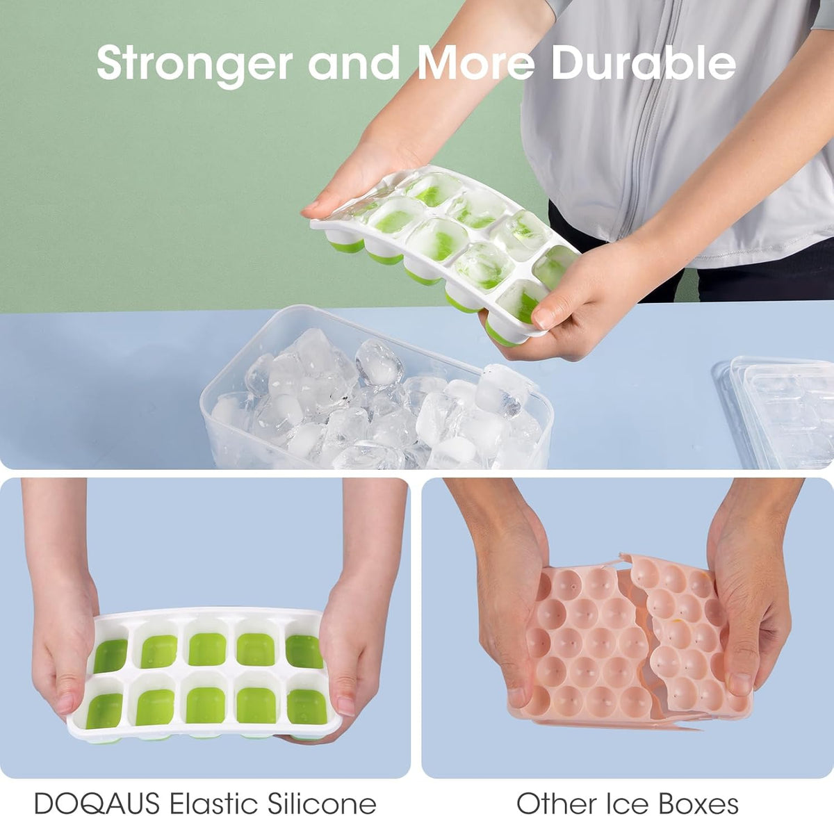 Stackable Silicone Ice Cube Molds for Unisex Use with Storage Container