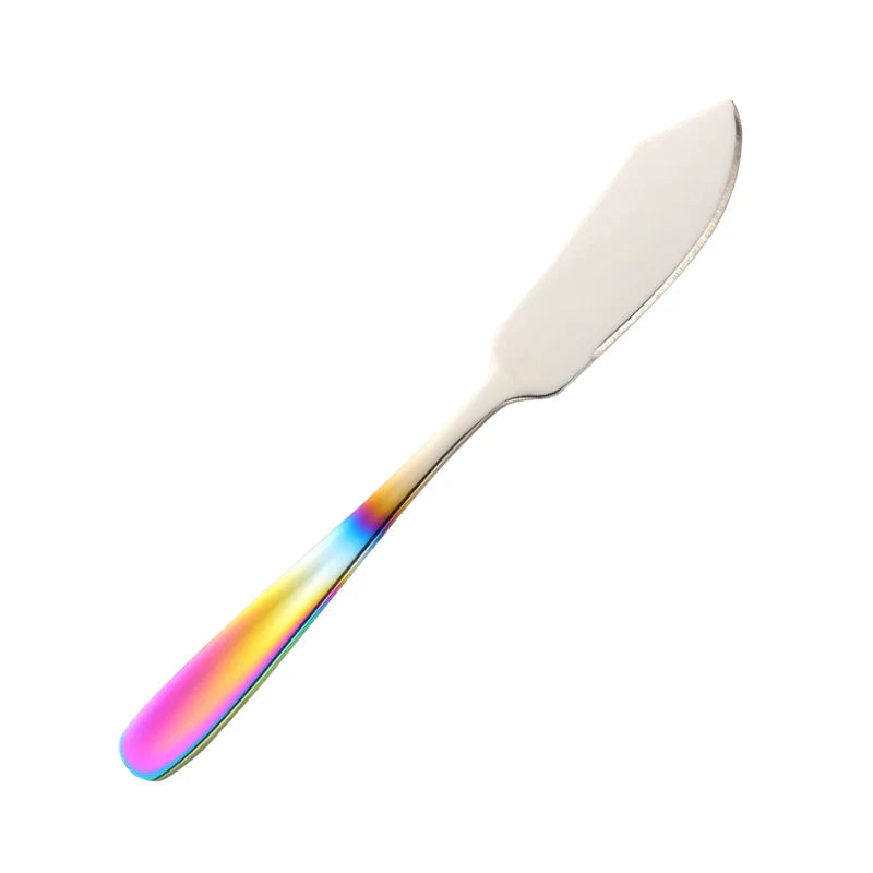 Edelstahl Buttermesser – Bunter Streicher für Dessert, Marmelade und Frischkäse