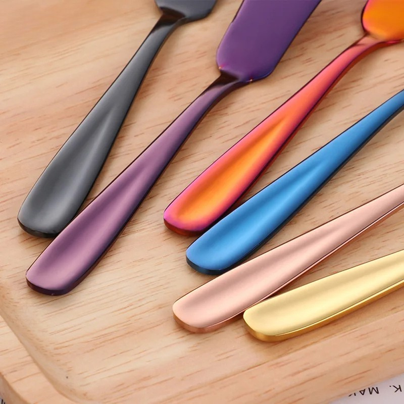 Edelstahl Buttermesser – Bunter Streicher für Dessert, Marmelade und Frischkäse