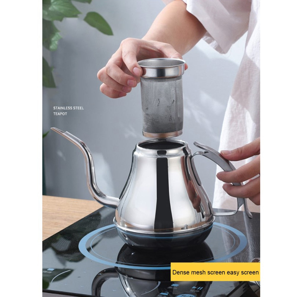Präzisions-Wasserkocher aus Edelstahl mit Filter für Kaffee und Tee