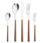 Elegantes Edelstahlbesteckset mit Holz-Marmor-Griff