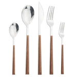 Elegantes Edelstahlbesteckset mit Holz-Marmor-Griff