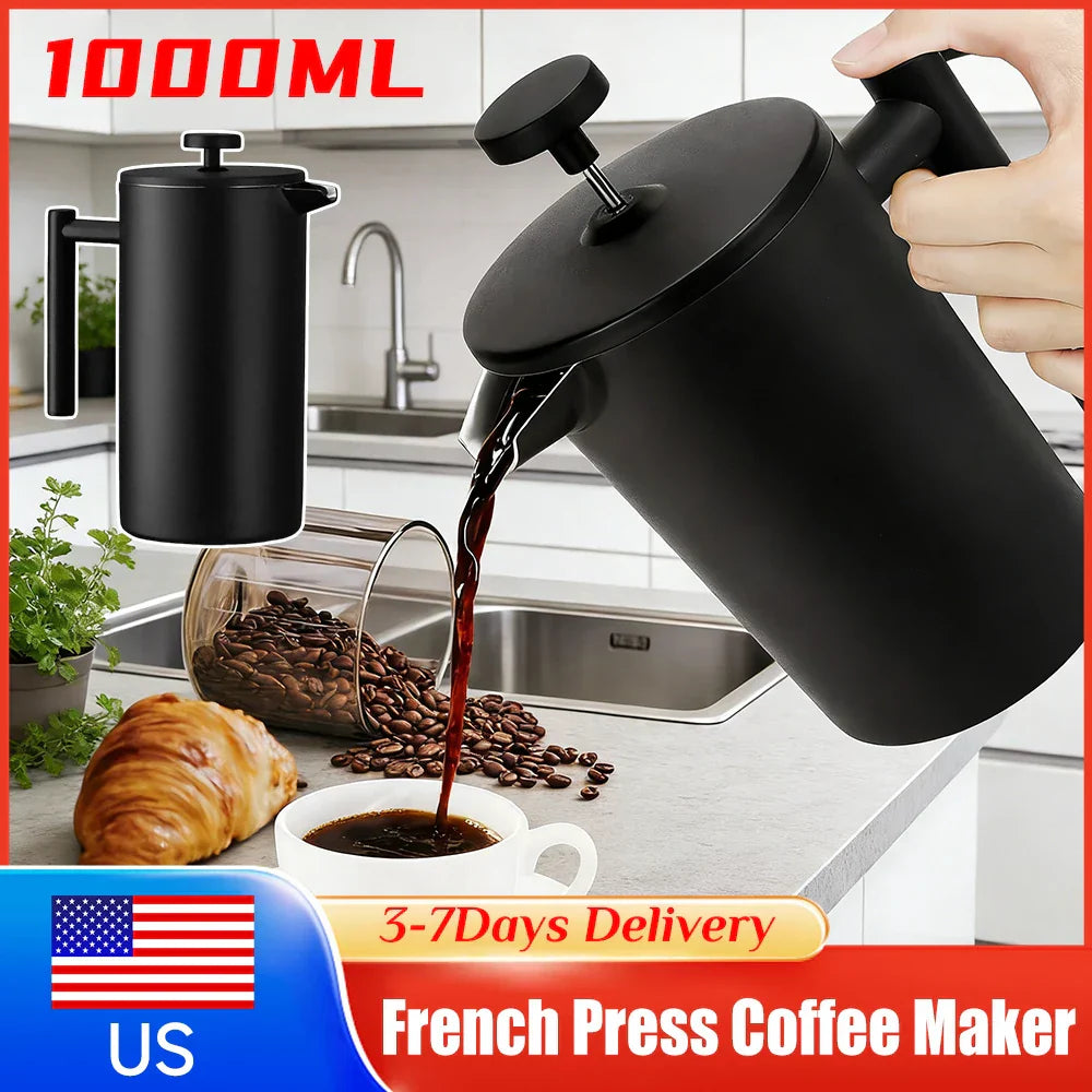 Edelstahl Isolierte French Press für perfekten Kaffee und Tee