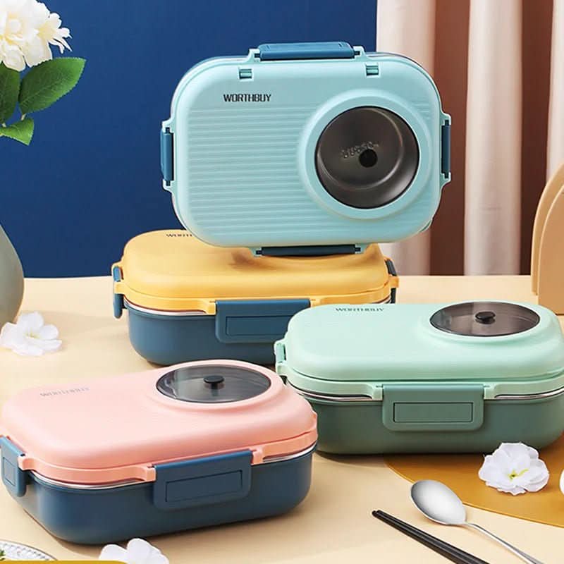 Leak-Proof Stainless Steel Lunch Container with 3 Compartments