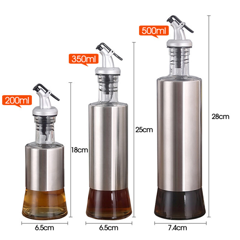 Eleganter Edelstahl-Ölspender mit Glasbehälter für die Küche