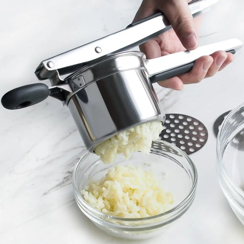 Premium Edelstahl Kartoffelstampfer mit 3 austauschbaren Scheiben