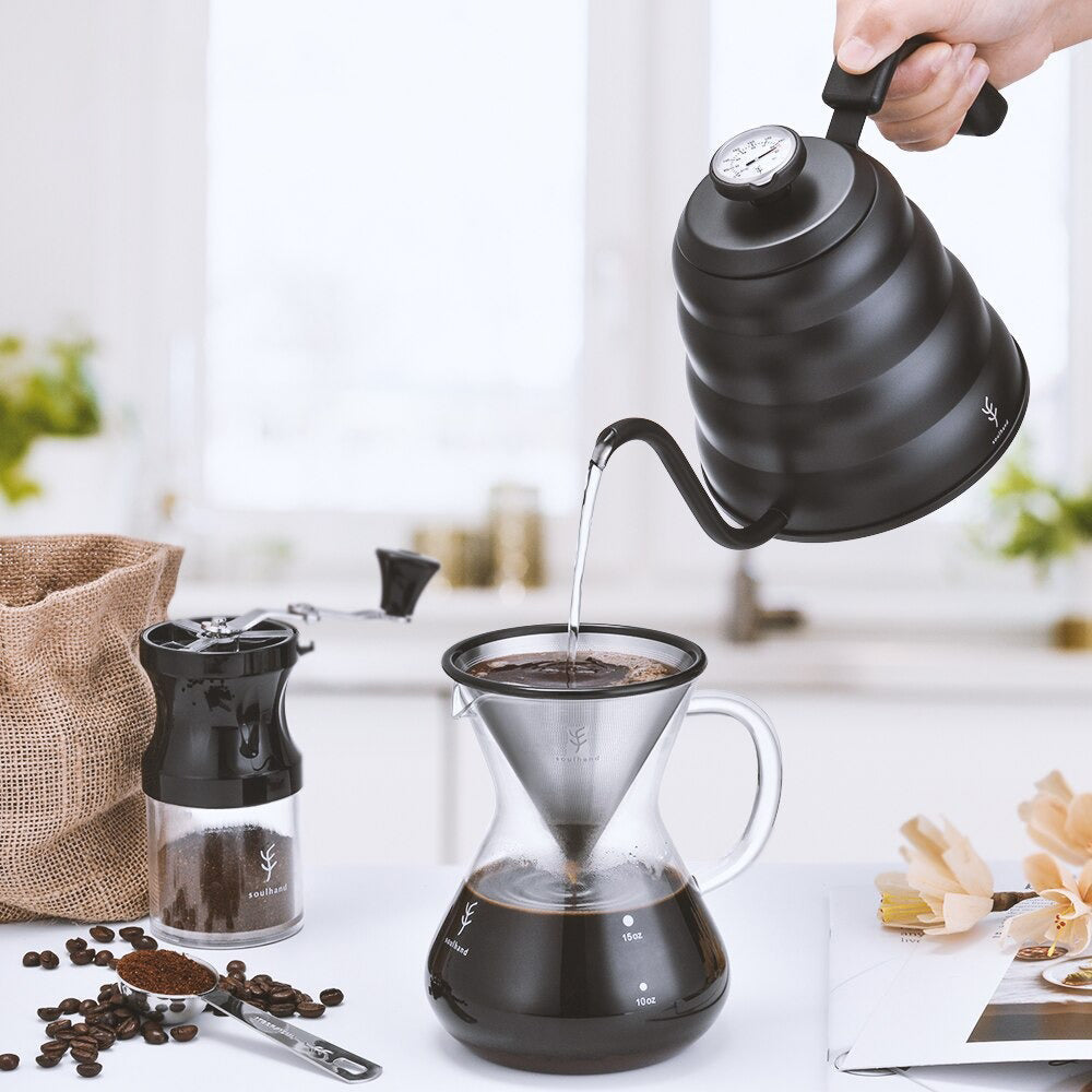Präzisions-Kaffeekanne aus Edelstahl mit Thermometer