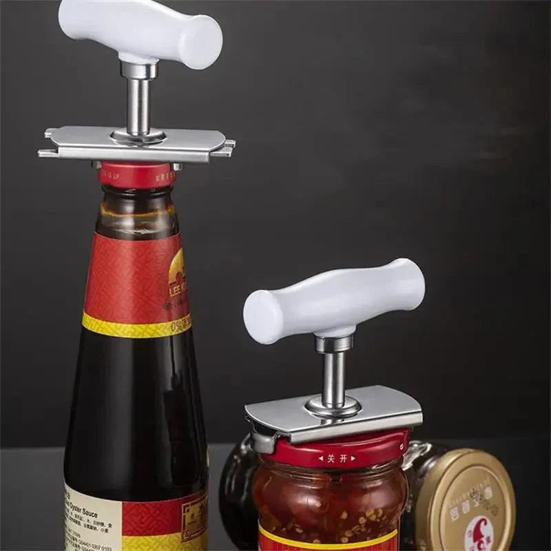 Vielseitiger Edelstahl-Flaschenöffner mit Drehmechanismus