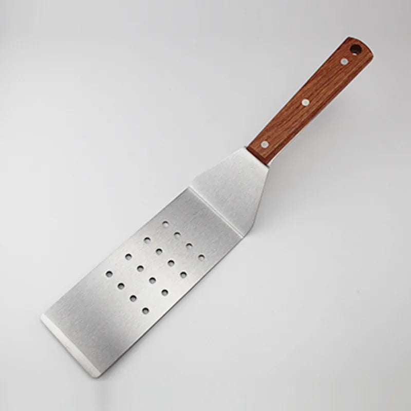 Hochwertiger Edelstahl-Spatel mit Holzgriff für Grillliebhaber