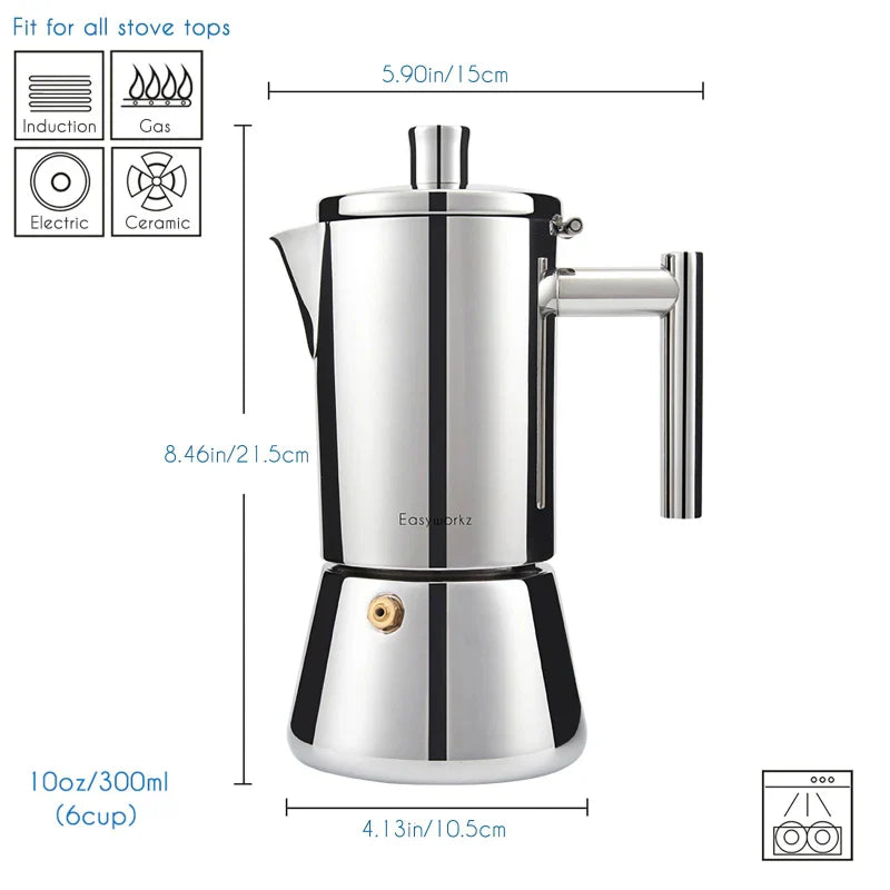 Klassischer Edelstahl Espresso-Kocher für Zuhause