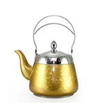 Eleganter Edelstahl-Wasserkocher mit floralem Design