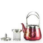 Eleganter Edelstahl-Wasserkocher mit floralem Design