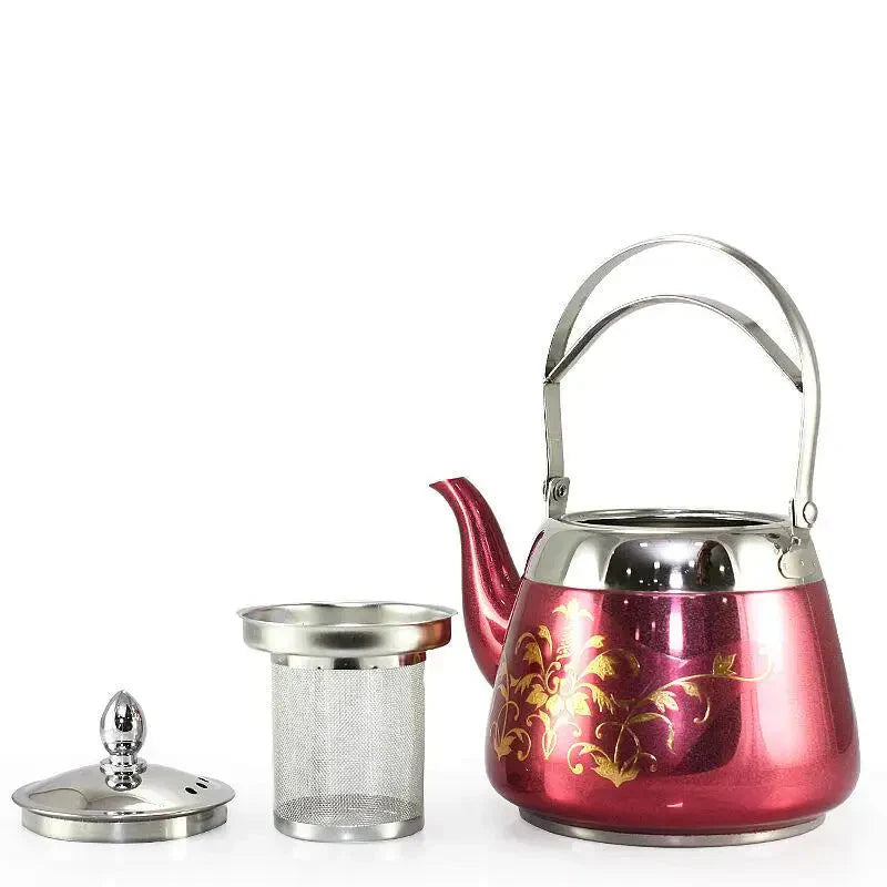 Eleganter Edelstahl-Wasserkocher mit floralem Design