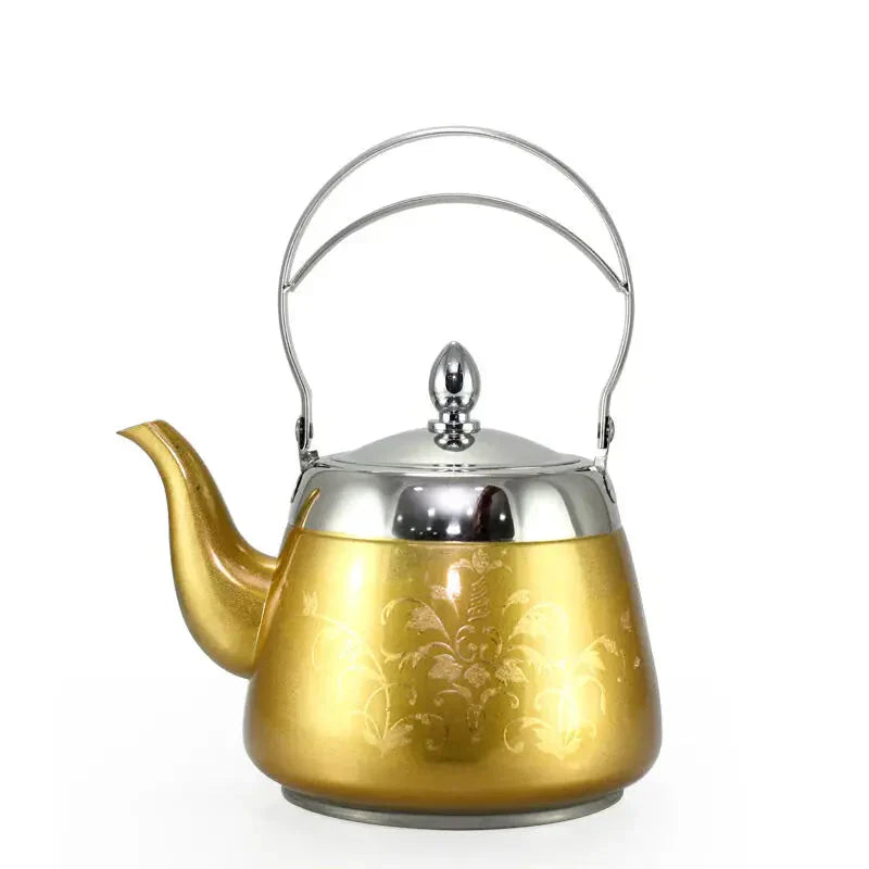 Eleganter Edelstahl-Wasserkocher mit floralem Design