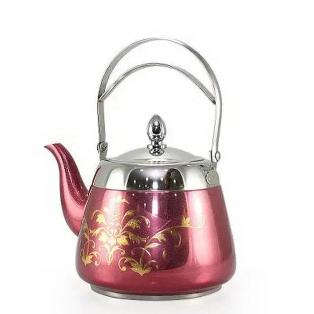 Eleganter Edelstahl-Wasserkocher mit floralem Design