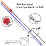 Verstellbarer Grillspieß mit Holzgriff aus Edelstahl