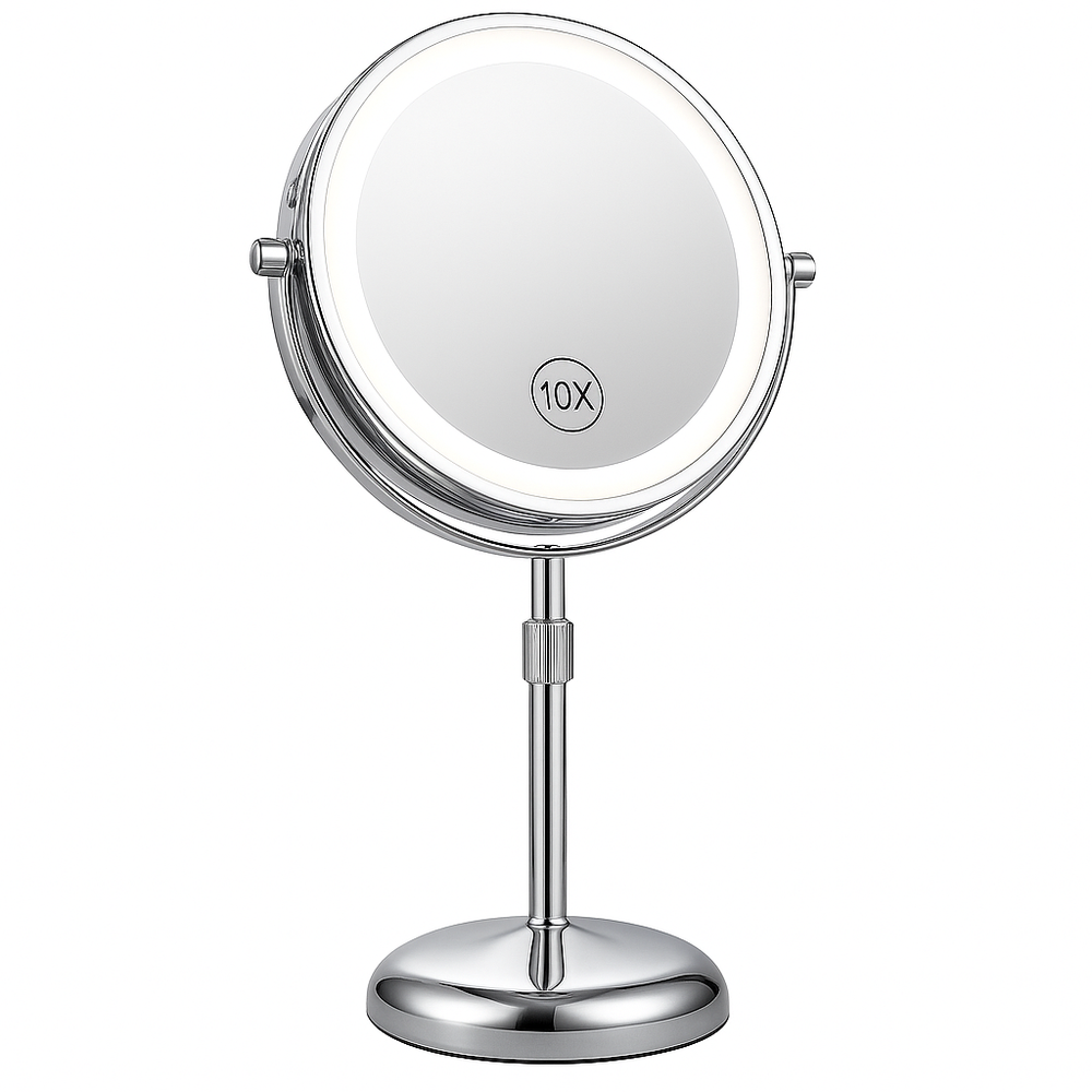 LumiMirror - Höhenverstellbarer LED Make-up Spiegel mit Vergrößerung