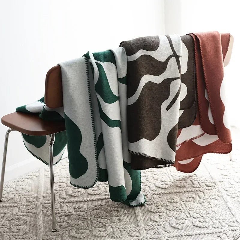 Colorful throw blanket in a modern block design