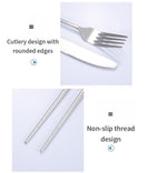 Practical 8-piece stainless steel camping cutlery set in black
