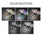 Practical 8-piece stainless steel camping cutlery set in black