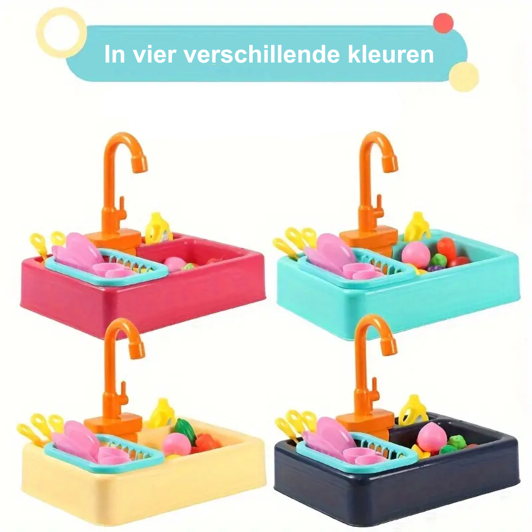 Bildungs-Küchenwaschspielset mit funktionierendem Wasserhahn – Für Kinder ab 3 Jahren