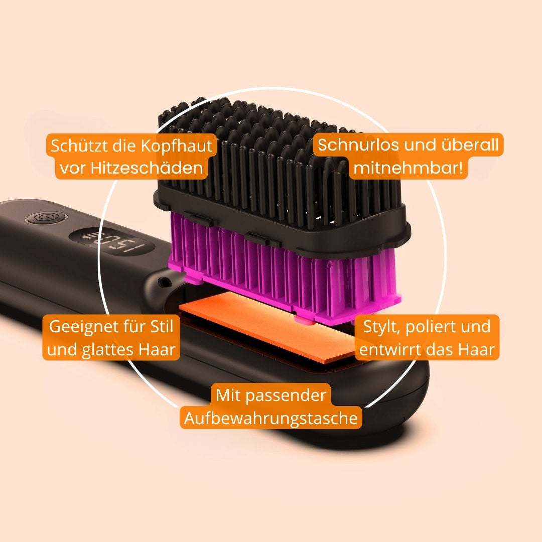 Kabellose Glättbürste für glänzendes Haar – StyleGlide