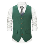 Stylish Men's Suede Vest - Vintage Green, Slim Fit