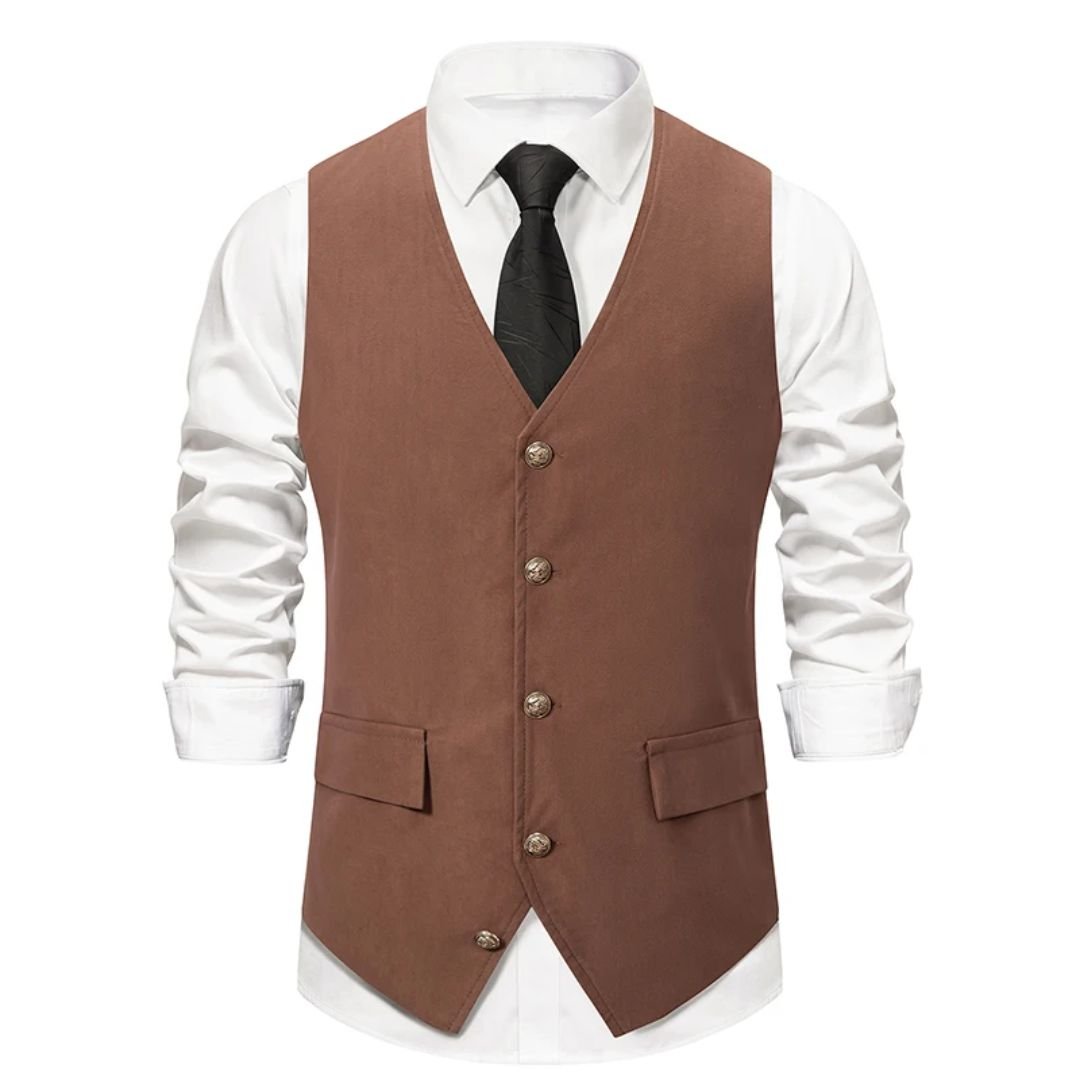 Stylish Men's Suede Vest - Vintage Green, Slim Fit