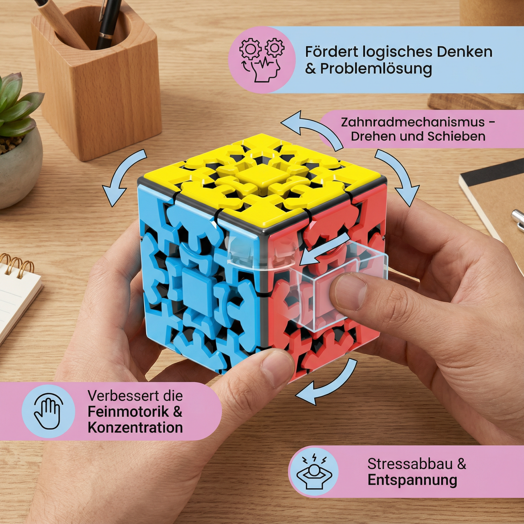 Mechanisches Logikspiel – 3×3×3 Zahnrad-Würfel