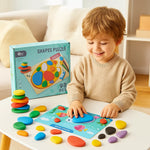Set aus Puzzle und Rätsel mit Farben und Formen im Montessori-Stil
