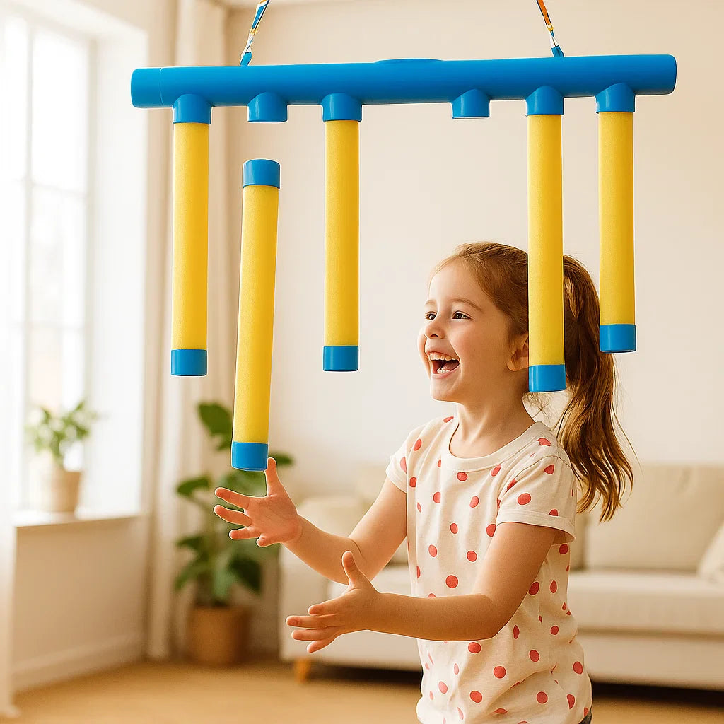 Reaktionsspiel für Kinder mit fallenden Stäbchen