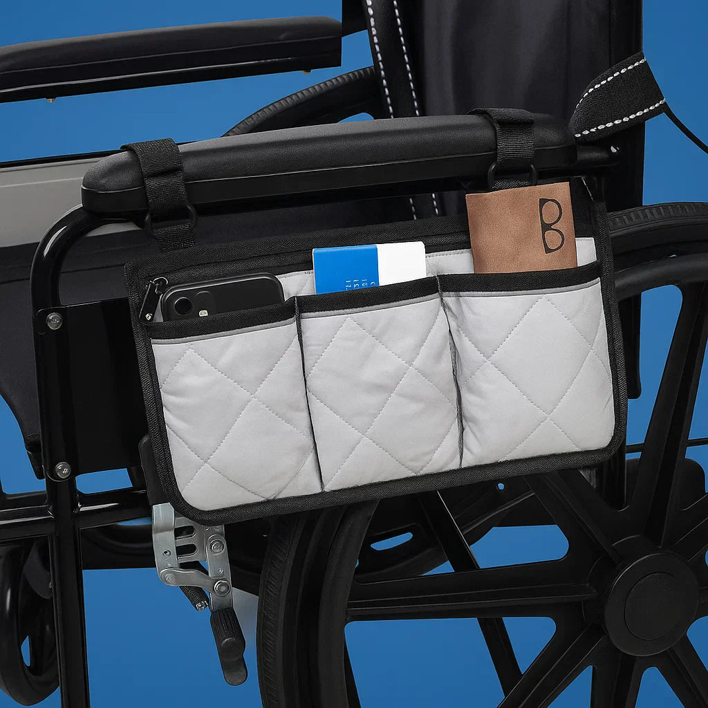 Praktische Seitentasche für Rollstühle mit schnellem Zugriff