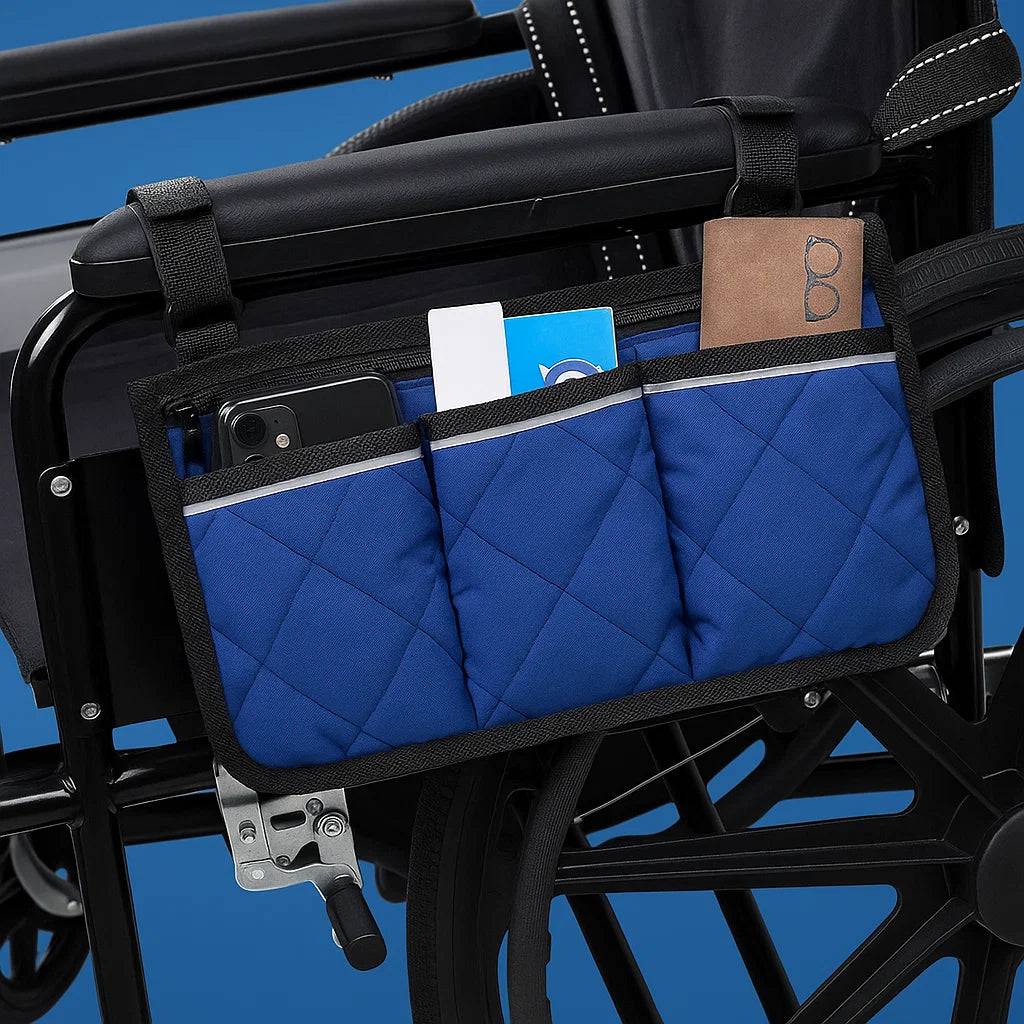 Praktische Seitentasche für Rollstühle mit schnellem Zugriff