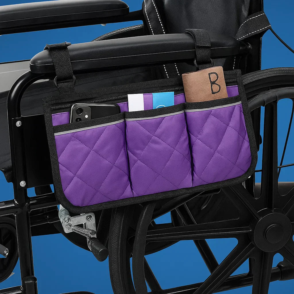 Praktische Seitentasche für Rollstühle mit schnellem Zugriff