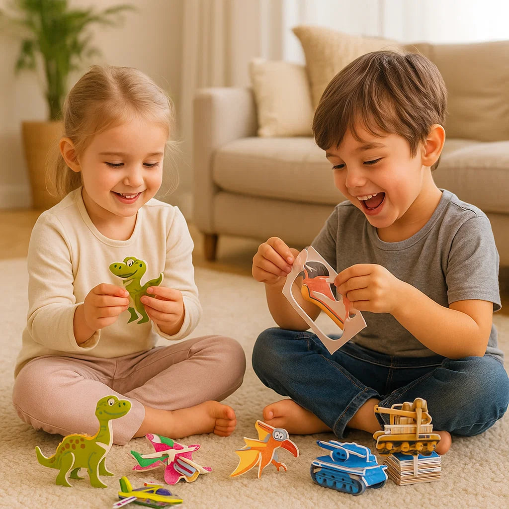 Puzzle Set mit 3D Cartoon Motiven für Kinder