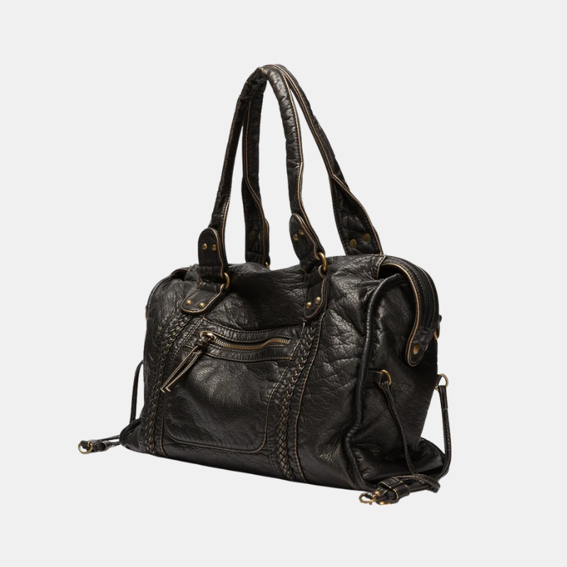 Elegante schwarze Handtasche aus PU-Leder im Vintage-Stil
