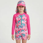Floral Rash Guard Set for Toddler Girls with Sun Protection